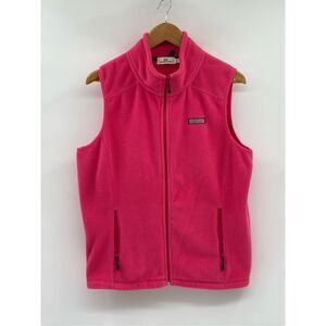 Vineyard Vines Fleece Vest Women Size Large Pink Barbie Preppy Outdoors Active